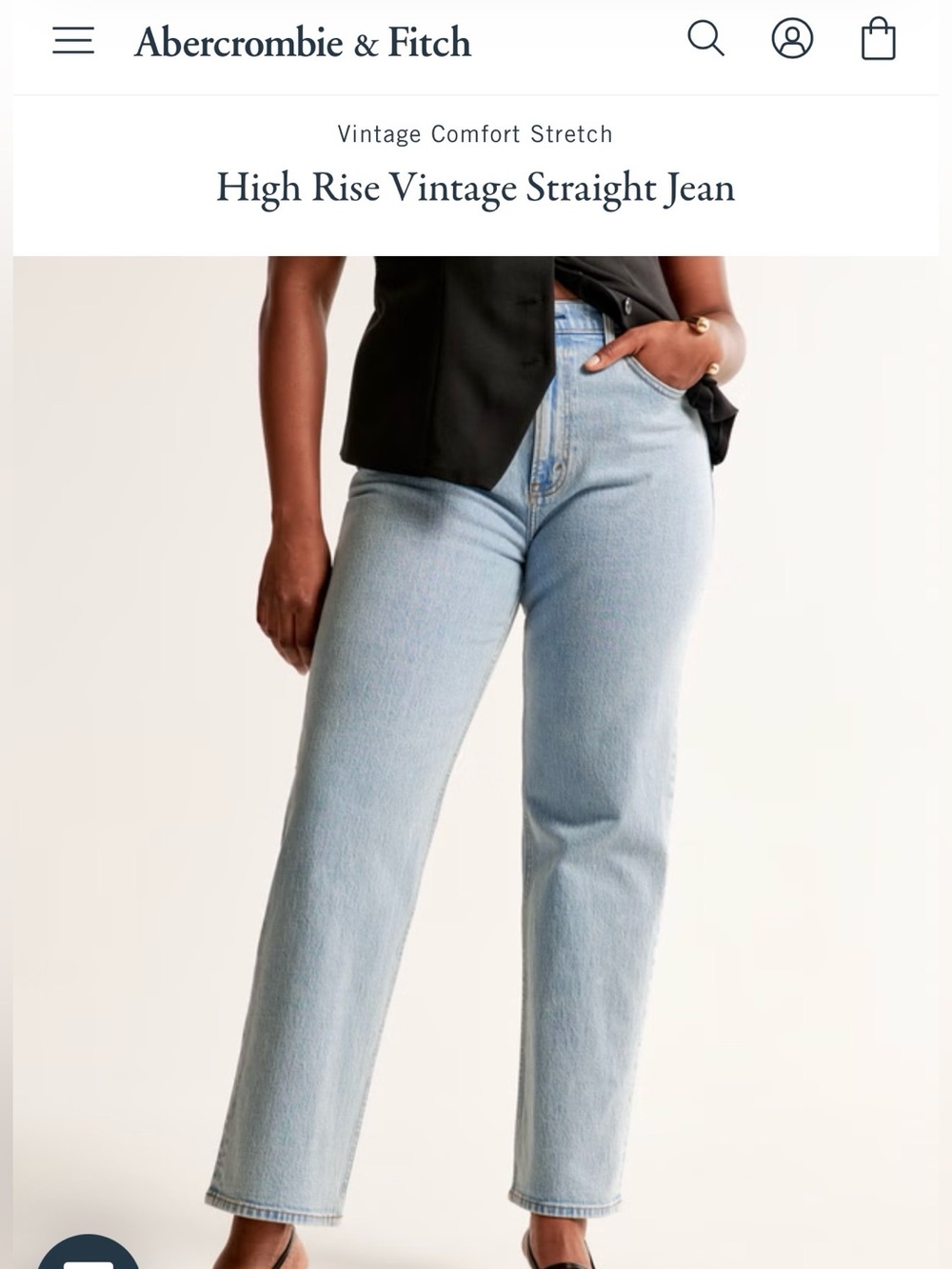 Abercrombie & Fitch High-Rise Vintage Straight Jeans in Light Wash